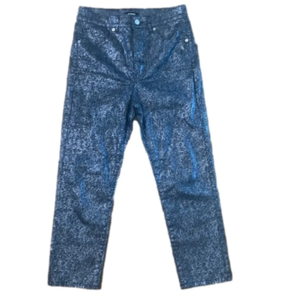 NWOT Express Super High Waisted Metallic Slim Super Size 6 petite jeans